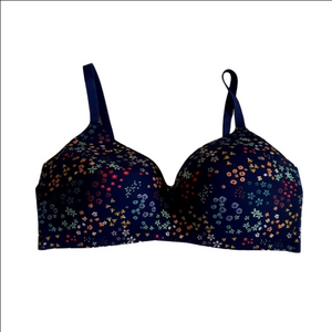 Knix Women's Size 7 Navy Floral WingWoman Contour Wireless Lightly Padded Bra
